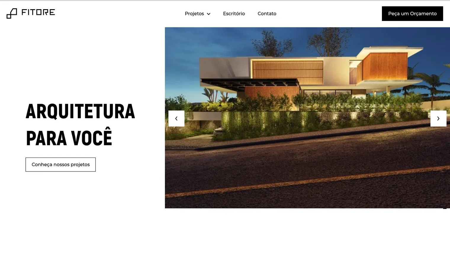 Fitore Arquitetura — A JAMstack portfolio for an architecture studio. Old work, and the studio's site is gone — I keep it because the design still holds up.